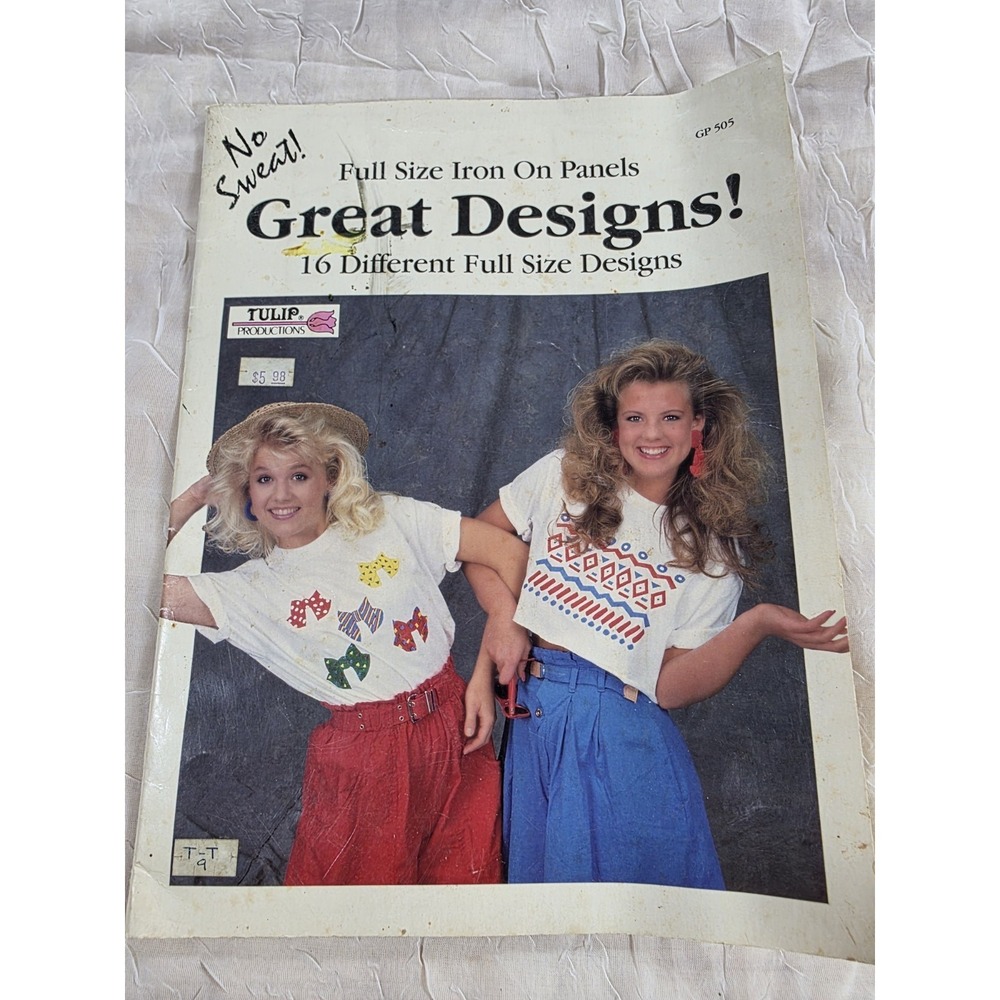 Vintage 1988 Gick Publishing Great Designs Iron On Transfer Book 80s DIY Retro